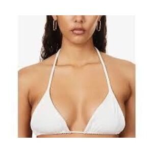 AEXAE White Triangle Bikini Top Recycled Polyester Halter Swimwear Small‎ NEW